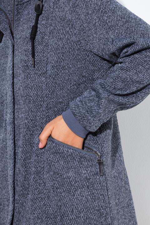 Immagine prodotto Ulla Popken Giacca in maglia e pile con cappuccio, tasche con zip e cerniera a cursore doppio (42, 44)
