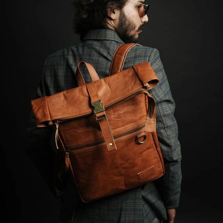 Actual product image Only-Bags.Store Leather backpack with roll closure