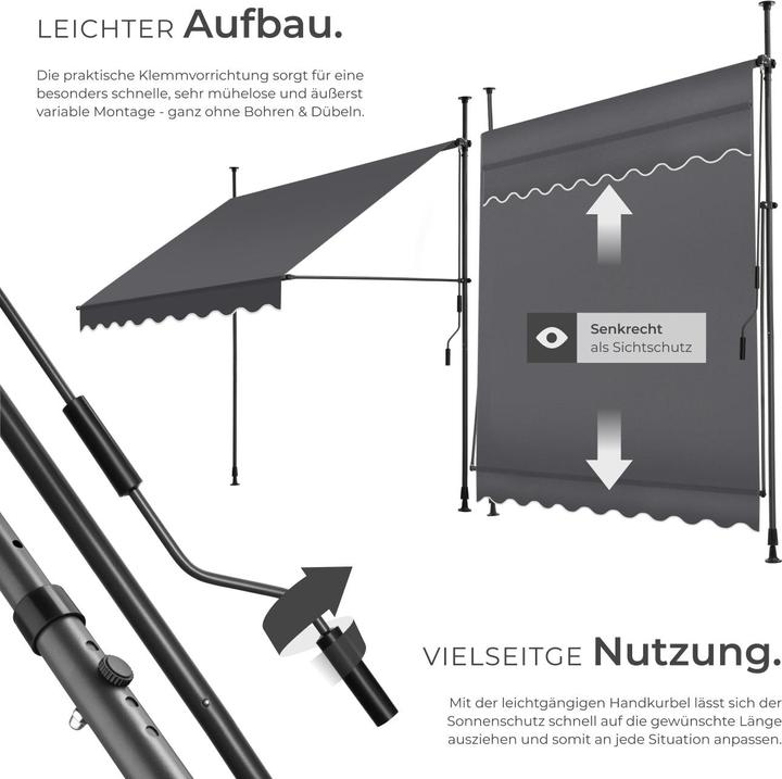 Produktbild tectake Klemmmarkise (2 m)