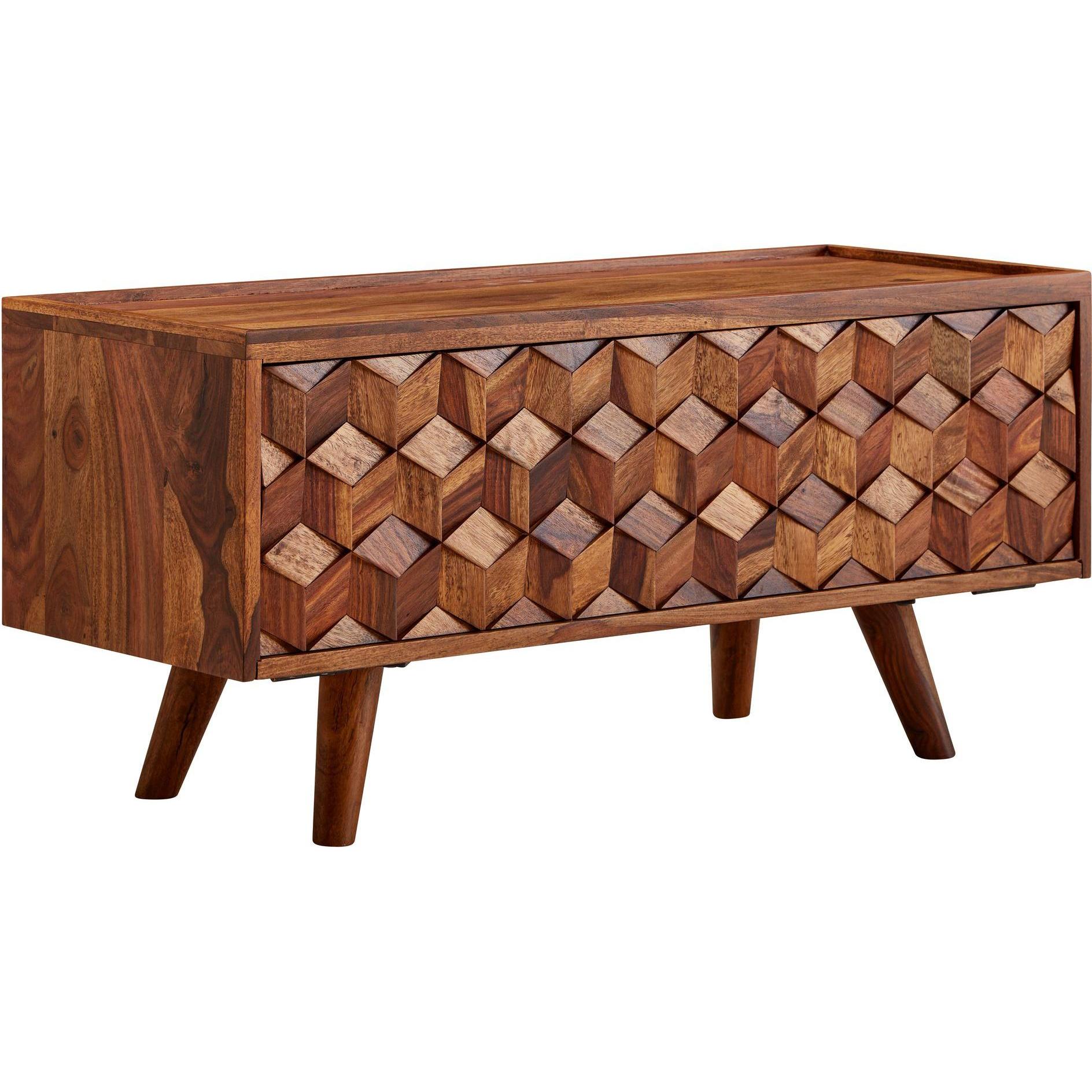 FineBuy, TV Möbel, Lowboard Sheesham Braun