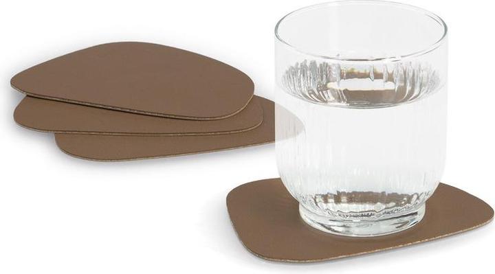 Actual product image Zeller Present Glasuntersetzer-Set Kunstleder 2-farbig 4-teilig 10x12 cm (4x, Glass coaster)