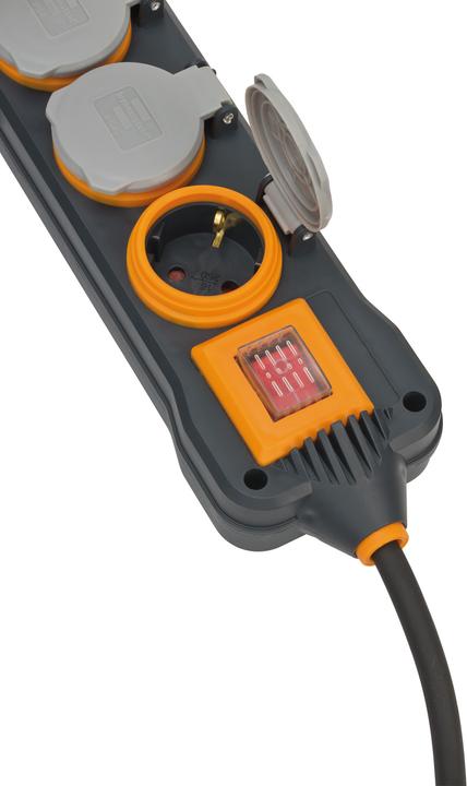 Produktbild Brennenstuhl 9152450100 Steckdosenleiste mit Schalter 4fach Schwarz, Orange, Grau Schutzkontakt (4x, CEE 7/3, 5 m)