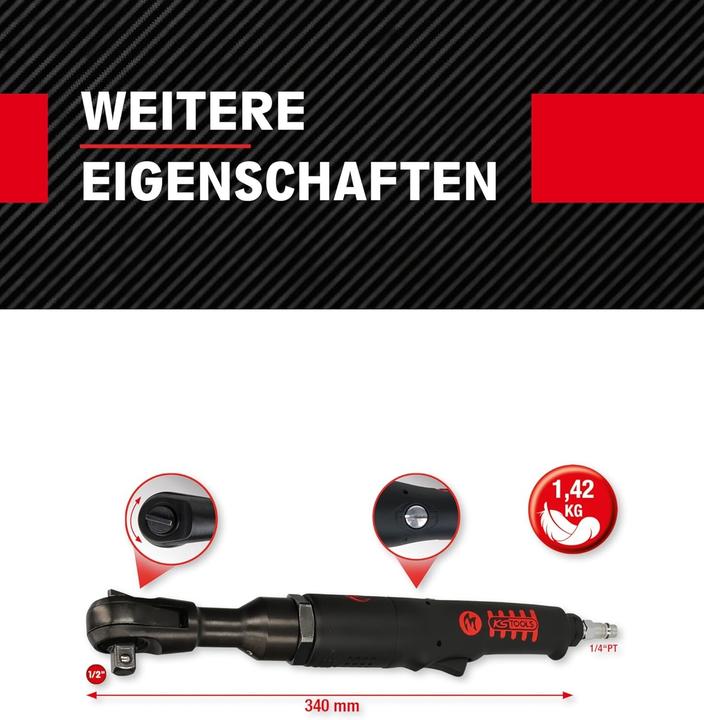 Produktbild KS Tools 3/8" MONSTER Hochleistungs-Druckluft-Umschaltratsche, B 50, max. 6,3 bar (3/8")