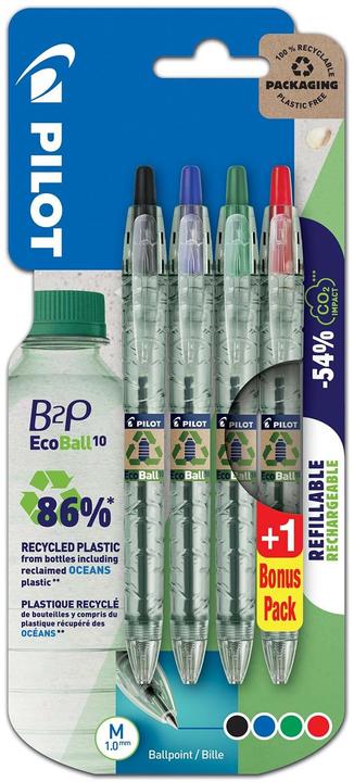Actual product image Pilot B2P Ecoball (Black, Blue, Green, Red, 4x)
