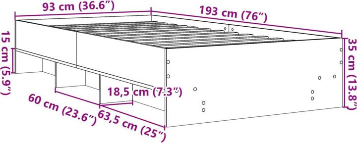 Actual product image vidaXL Bedstead (90 x 190 cm)