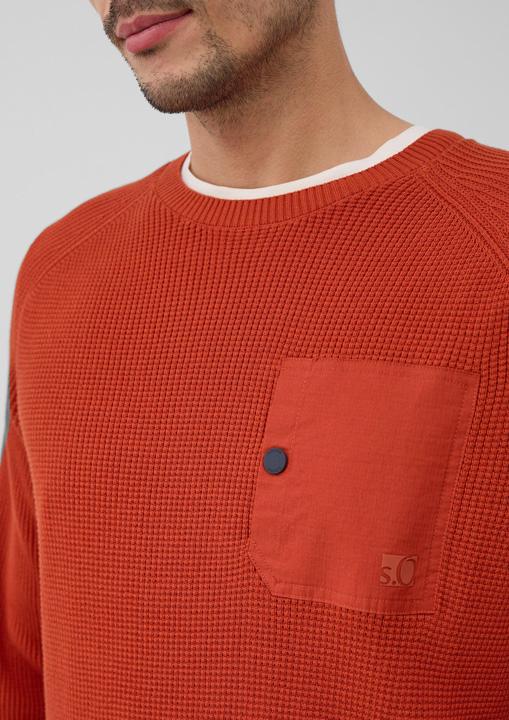 Produktbild s.Oliver Strickpullover Strickpullover mit Brusttasche und Druckknopf (XL)