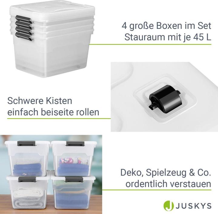 Immagine prodotto Juskys Set di scatole portaoggetti con coperchio (45 l)
