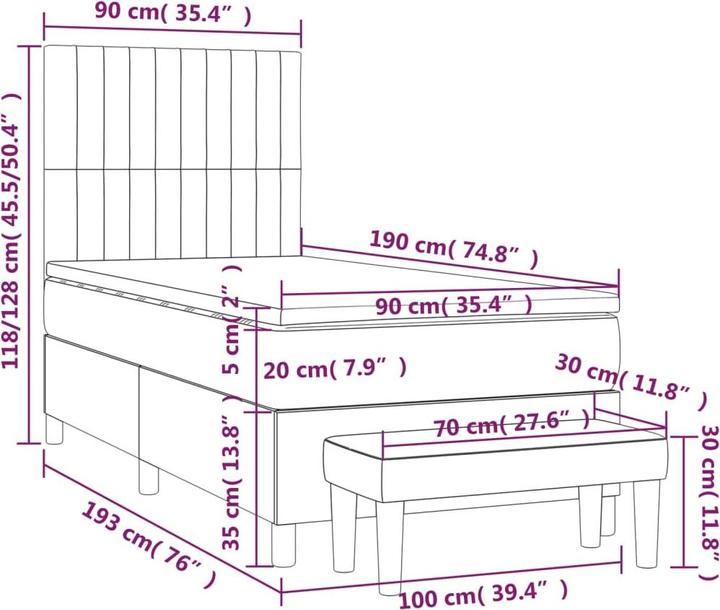 Image du produit vidaXL Boxspringbett (90 x 190 cm)