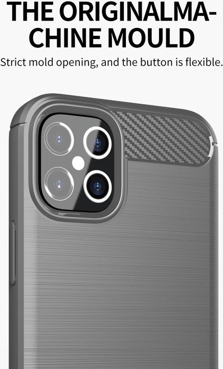 Immagine prodotto Cadorabo TPU Ultra sottile in acciaio inossidabile al carbonio Combi Cover (Apple iPhone 12, Realme 12 Pro+)