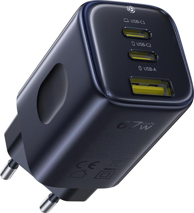 Baseus PicoGo AE11 Fast Charger 2C+U 67W EU Cosmic Black (67 W, 3 Ports)