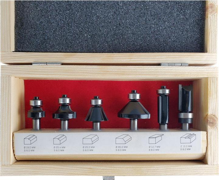 Immagine prodotto Stier Set di frese bordatrici e rifilatrici 6 pezzi 8 mm per fresatura verticale