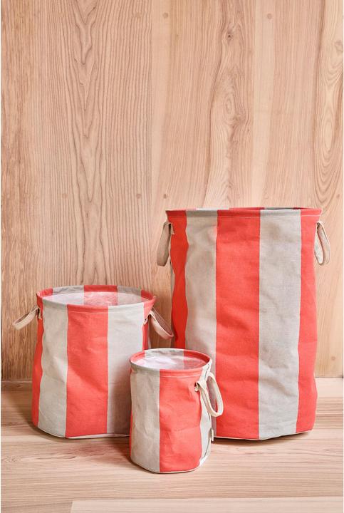 Immagine prodotto OYOY Living Wäschekorb Kara 2 Stück, 25 l, Kirschrot/Weiss (25 l)