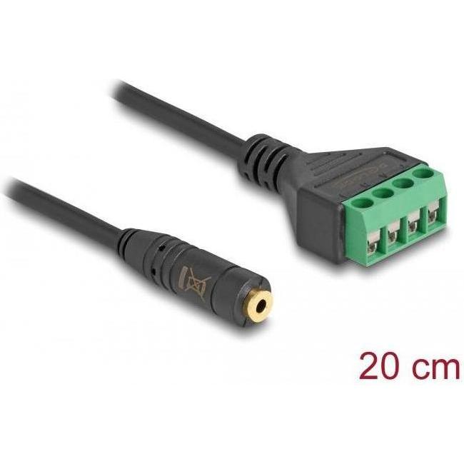 Delock Kabel Klinkenbuchse 2,5 mm 4 Pin zu Terminalblock Adapter 20 cm (0.20 m), Audio Kabel