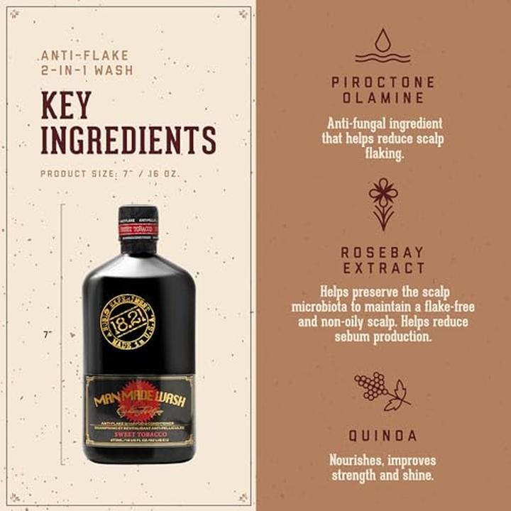 Actual product image 18.21 Man Made Anti-Flake 2-in-1 Shampoo & Conditioner Sweet Tobacco