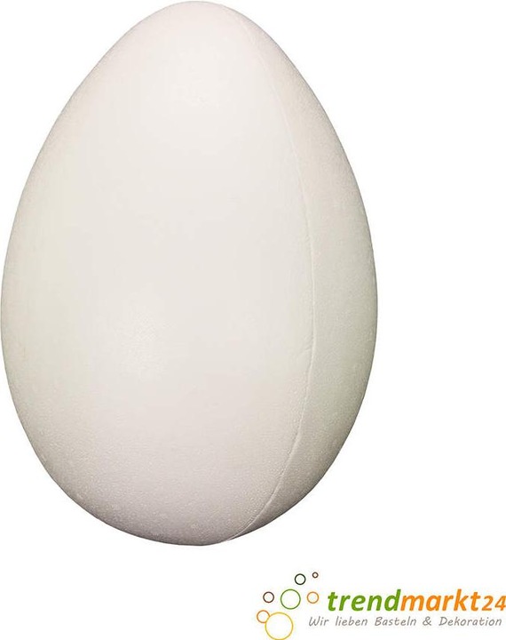 Produktbild trendmarkt24 2 ganze Styropot Eier teilbar zum Befüllen weiss Styroporei ca. 15 cm Osterei-Set (2 x)