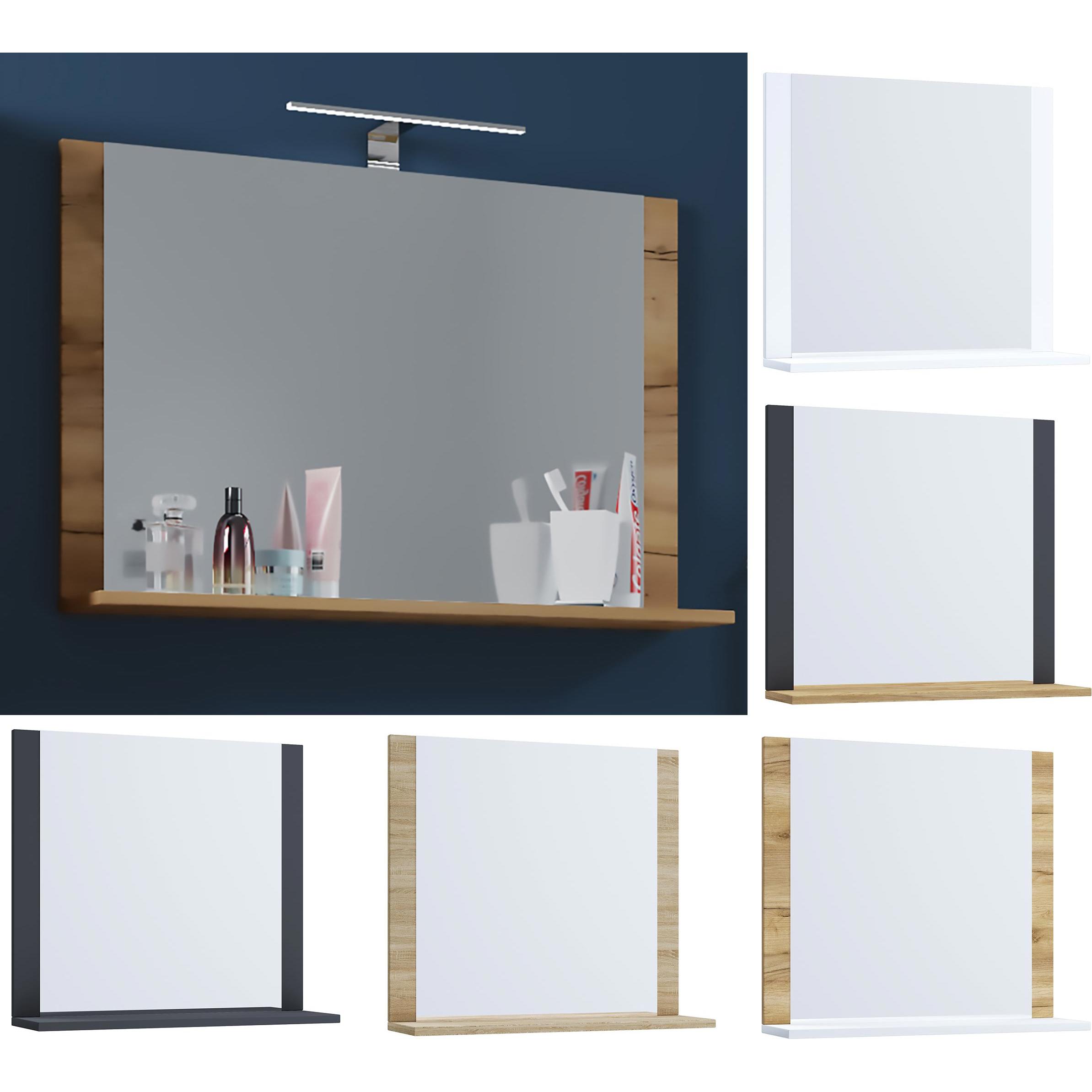VCM, Spiegel, Badspiegel Wandspiegel mit Lendas Ablage (80 x 17 x 55 cm)