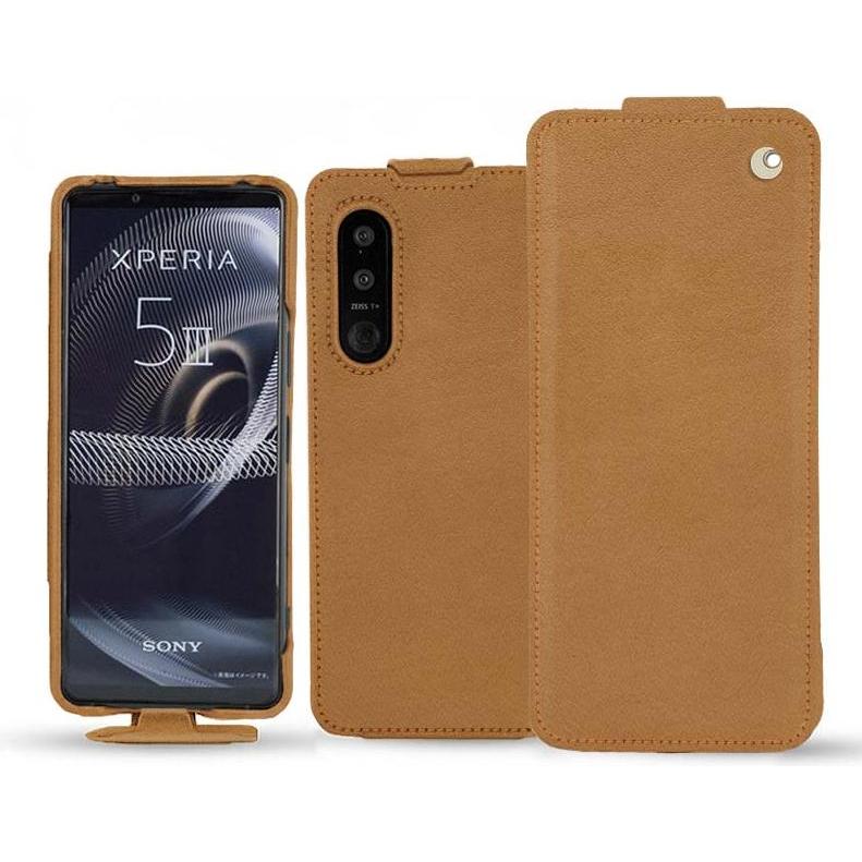 Noreve Lederschutzhülle vertikal (Sony Xperia 5 III), Smartphone Hülle, Braun