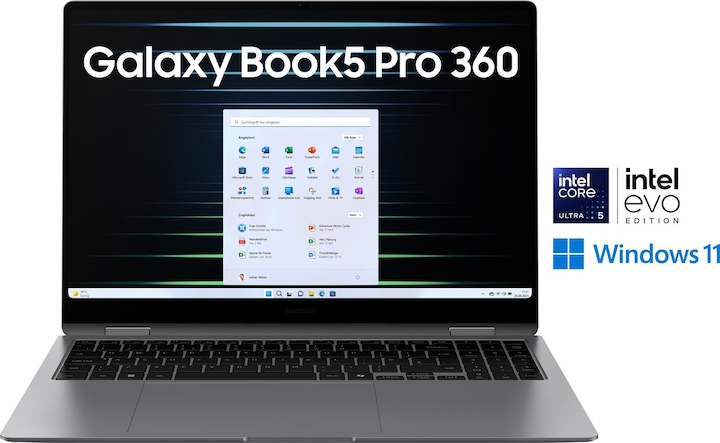 Image du produit Samsung Galaxy Book5 Pro 360 (16", Intel Core Ultra 5 226V, 16 Go, 512 Go, DE)