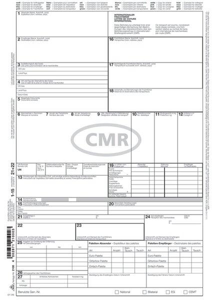 Rnk Éditeur Formulaire "Lettre de voiture internationale (CMR)", SD (50 x)