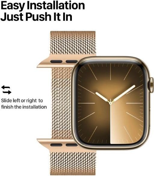 Actual product image Dux Ducis Milanese Pro Bracelet Apple Watch 42/44/45/49MM - Gold (42 mm, 45 mm, 49 mm, 44 mm, Stainless steel, Apple Watch SE (2022/2023), Apple Watch SE, Apple Watch Series 6, Apple Watch Series 9, Apple Watch Series 4, Apple Watch Series 8, Apple Watch Series 3, Apple Watch Ultra 2, Apple Watch Series 5, Apple Watch Ultra, Apple Watch Series 7)