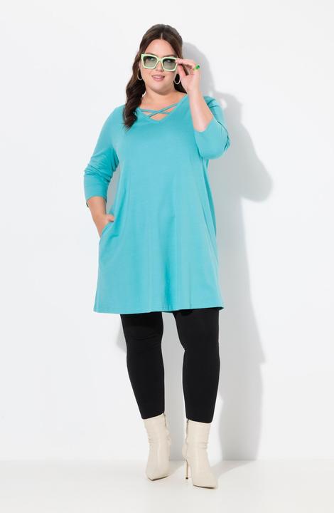Produktbild Ulla Popken Longshirt, Zierbänder, A-Linie, V-Ausschnitt, 3/4-Arm (58)
