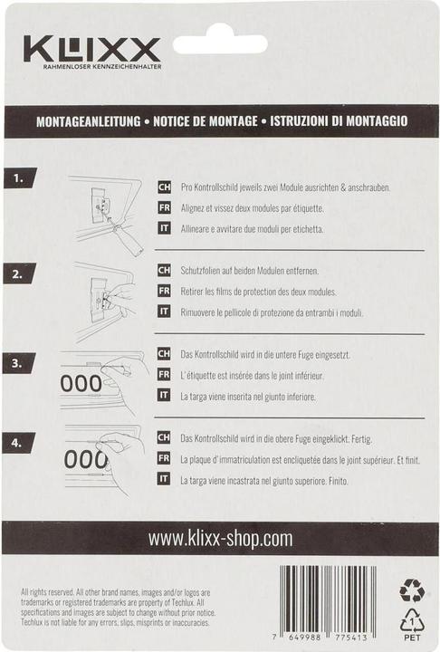 Produktbild Wechsel- Kennzeichenhalter (Front + Heck, Langformat)