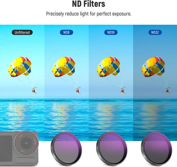 Image du produit Neewer 4-pack Filter compatible with DJI Action 3/4/5 (CPL/ND8/ND16/ND32)