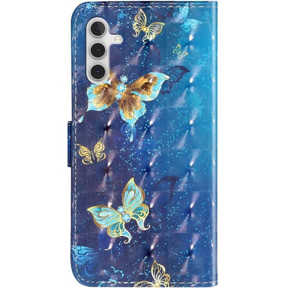 Cover-Discount Galaxy A35 - Etui Glitzer Effekt Schmetterlinge (Samsung Galaxy A35), Smartphone Hülle, Mehrfarbig