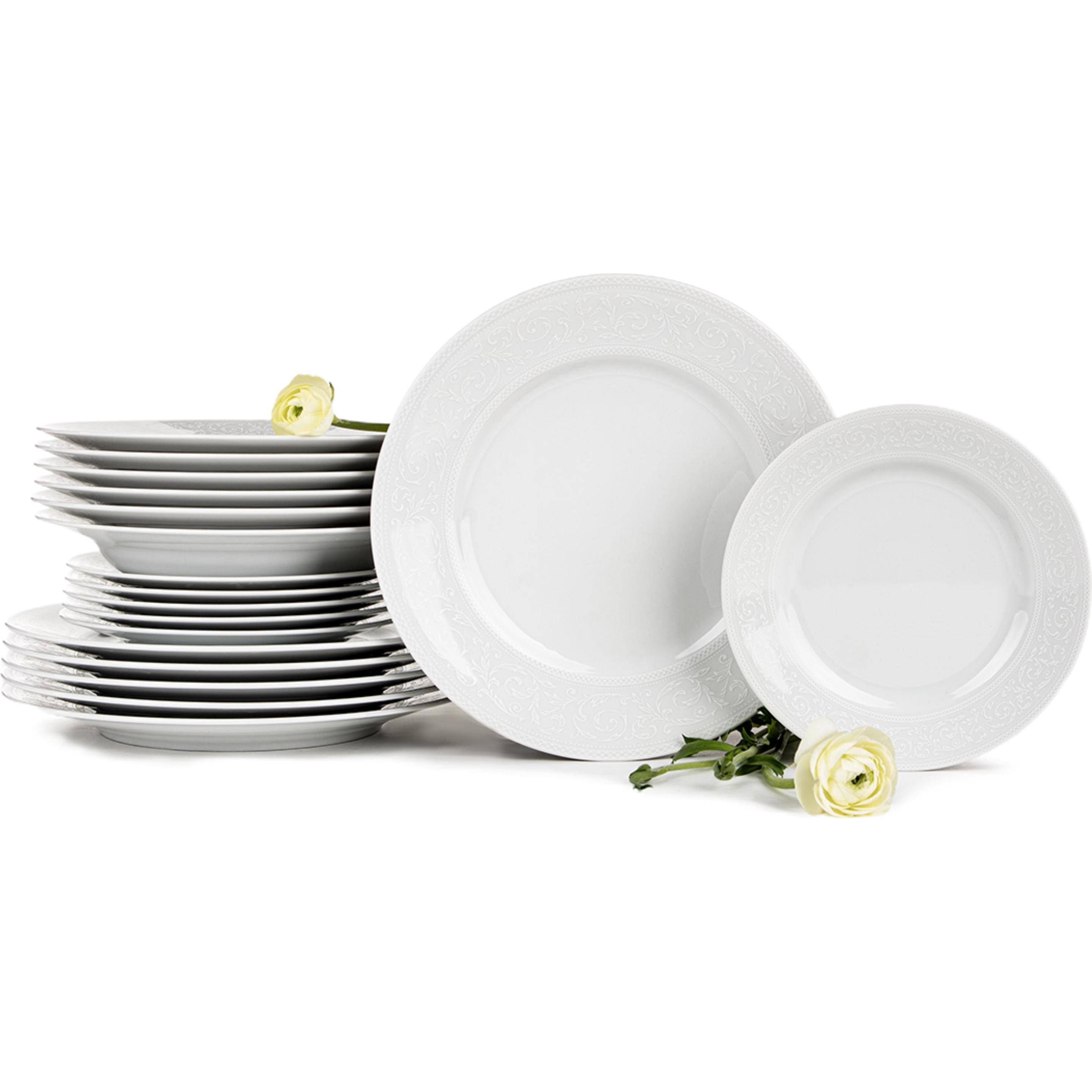 Konsimo, Geschirrset, Amelia Biała Koronka (18 Stück)