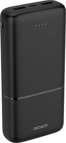 Immagine prodotto Deltaco Powerbank con ricarica rapida, 3 porte, 2x USB-A 18W, 1x USB-C PD 20W, 20.000 mAh nero (20000 mAh, 20 W)