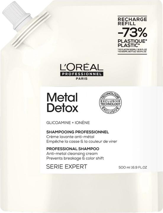 Produktbild L'Oréal Professionnel Metal Detox Shampoo Sulfatfrei für Bruch- und Farbschutz Glättende (500 ml, Flüssiges Shampoo)