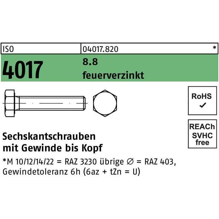 Thumbnail - Bufab, Schrauben, Sechskantschraube ISO 4017 VG M 16 x 140 8.8 feuerverzinkt (25 Schrauben pro Stück)