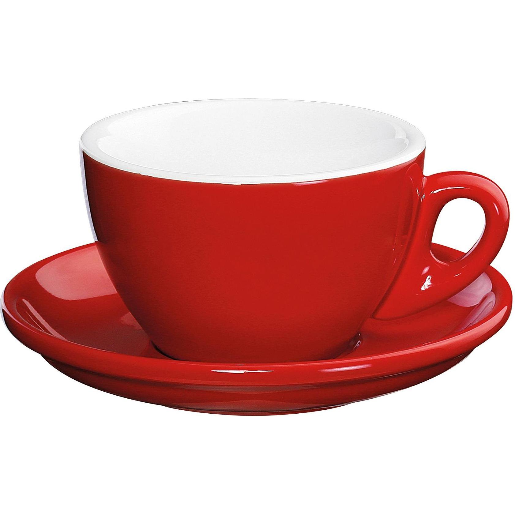 6x Cilio Tazza da cappuccino 'Roma' con piattino, Tazza, Rosso