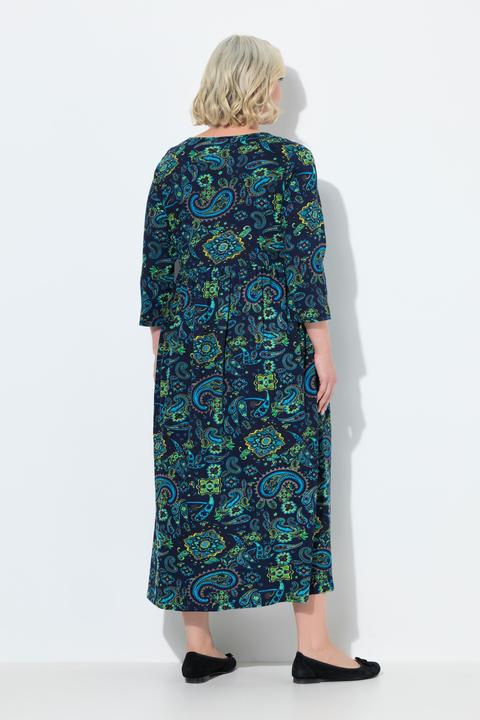 Produktbild Ulla Popken Jerseykleid, Paisley, A-Linie, V-Ausschnitt, 3/4-Arm (42, 44)