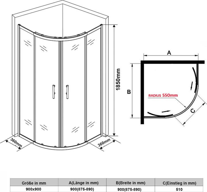 Actual product image SONNI Duschabtrennung Nischentr Duschtren 90 x 185cm Duschtr Glas ESG 5mm (90 cm, 100 cm, 185 cm)