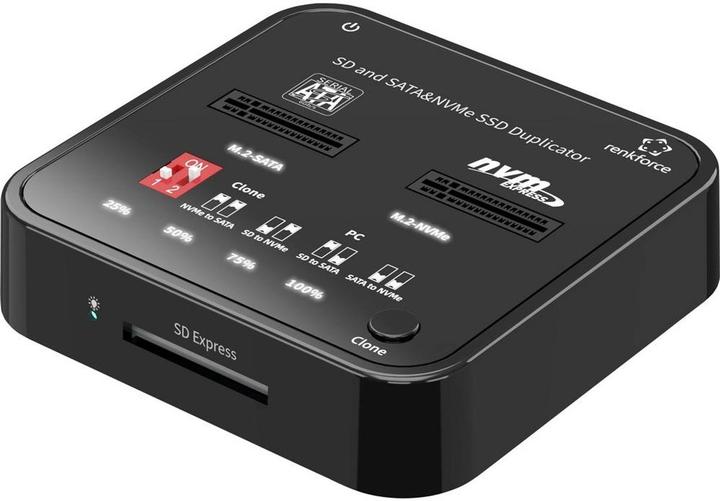Renkforce RF-TPCD-350 Festplatten-Kopierstation M.2 PCIe NVMe, M.2 SATA, SD, SD