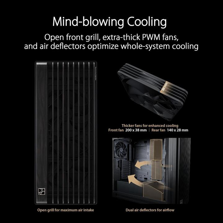 Actual product image ASUS Case PROART PA602 WOOD METAL PWM BLACK (Mini-DTX, ATX, Mini-ITX, mATX, DTX)