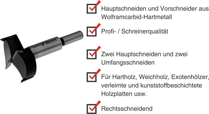 Actual product image Paulimot Kunstbohrer, hartmetallbestückt Ø 50 x 90 mm (50 millimetres)