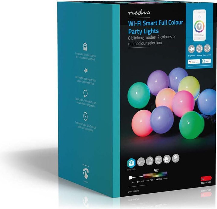 Image du produit Nedis SmartLife Décoratif LED Wi-Fi RGB 10 LED"s 9.00 m Android™ / IOS (9 m)