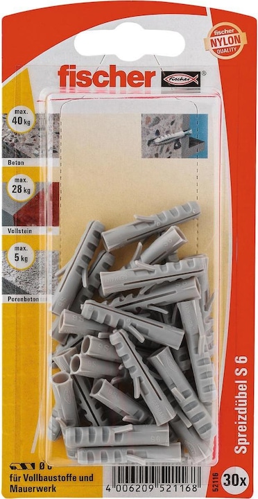 Actual product image Fischer 45485 Nylon dowel S 6 NV (30 pcs.)