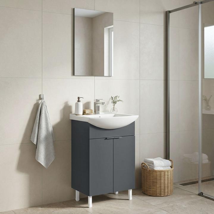 Produktbild Homitis Purus 55 Bathroom Cabinet With Sink & Mirror Set (2 Pieces)