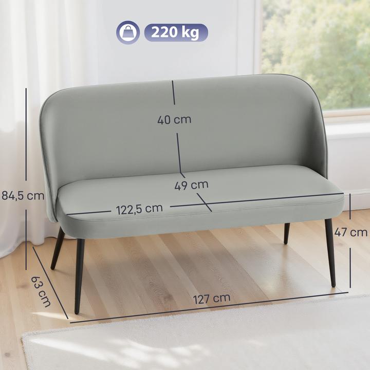 Image du produit Homcom Sofa Polyester, Metall Grau (2 places)