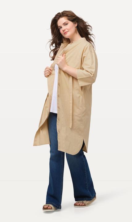 Image du produit Ulla Popken Veste longue, texture rayée, manches 3/4, coton bio (42, 44)