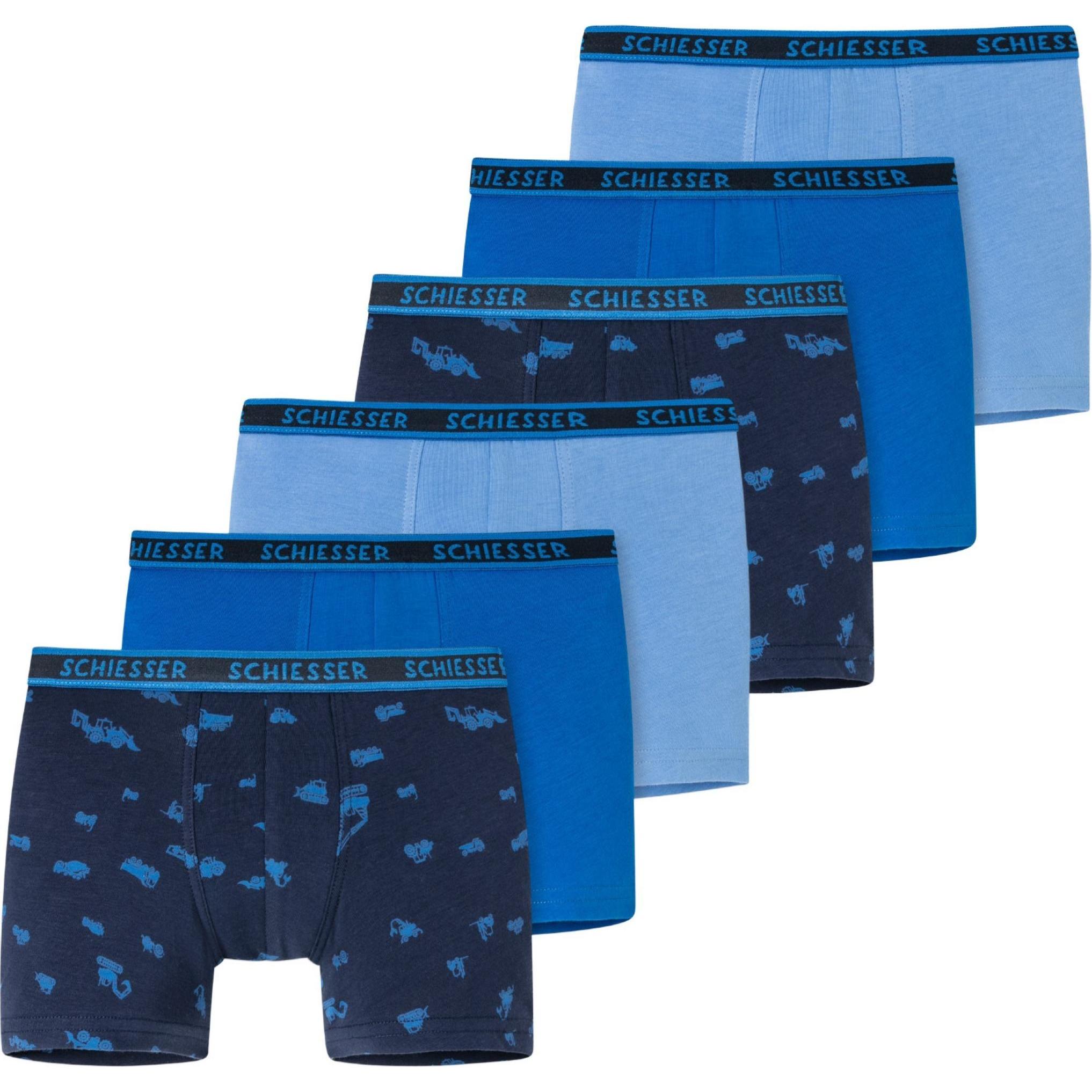 Schiesser, Jungen, Unterhosen, 6er Pack Kids Boys 95/5 Organic Cotton Shorts / Pants, Blau, (116, 6er Pack)