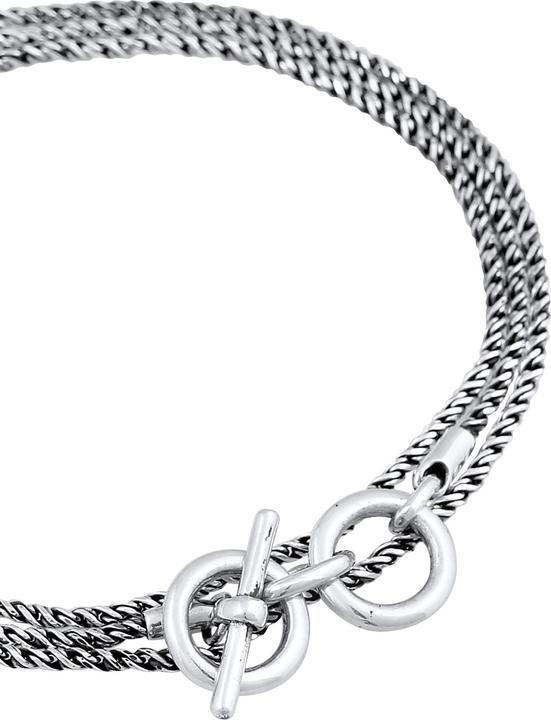 Actual product image Kuzzoi Bracelet Men Cord Necklace T-Bone Oxidised 925 Silver (19 cm, 925 sterling silver)