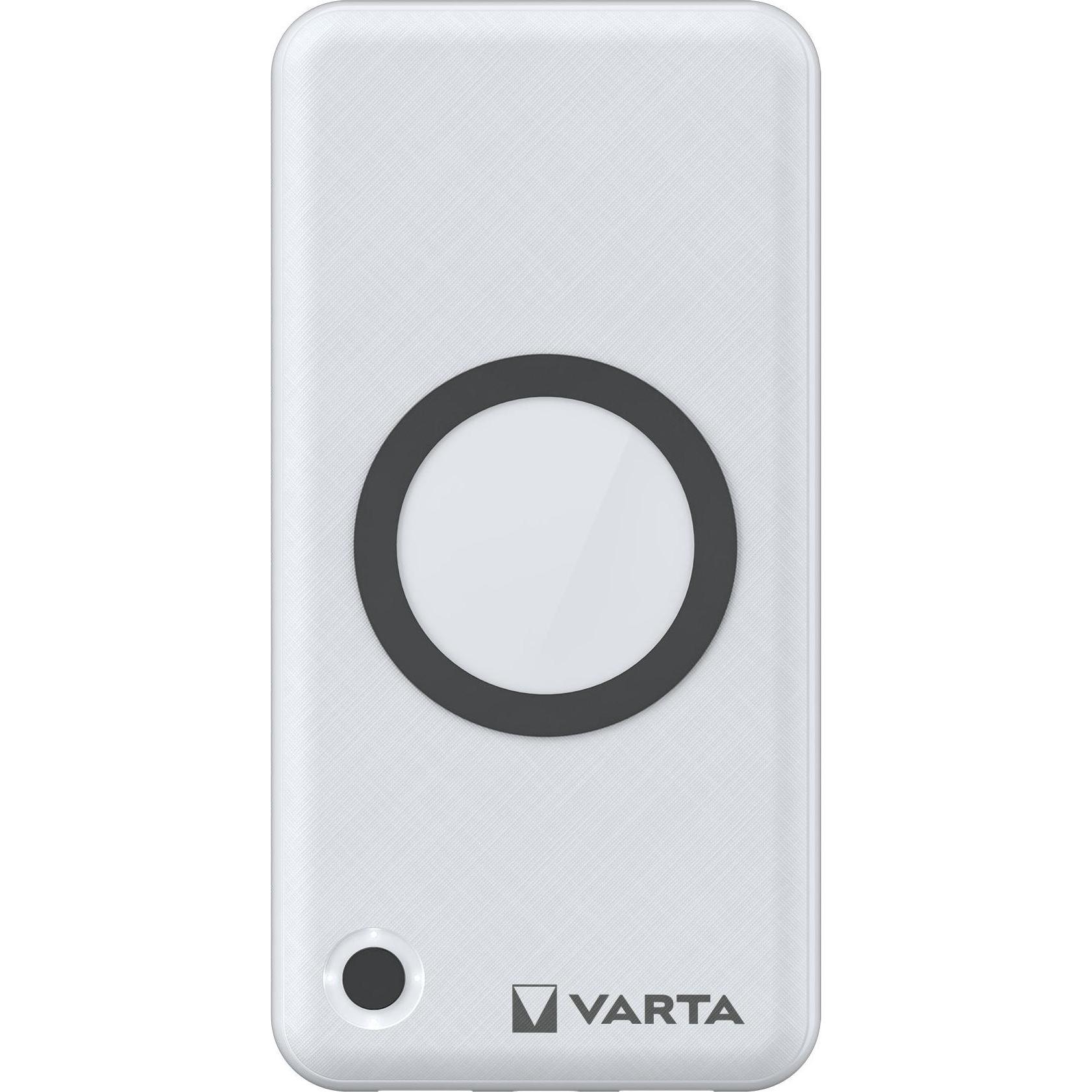 Varta Wireless Power Bank + Ladekabel (15000 mAh, 20 W, 55.50 Wh), Powerbank, Weiss