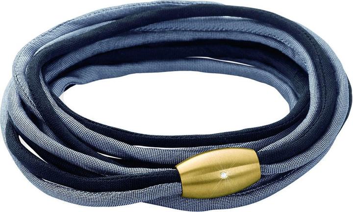 Produktbild Xen Seidenarmband grau/schwarz mit Brillant Magnetverschluss Längen zur Wahl (Seide und Edelstahl)