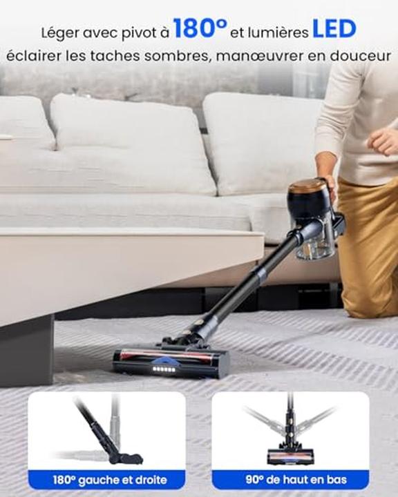 Image du produit Proscenic Aspirateur balai sans fil puissant, anti-peluches, longue autonomie, léger et silencieux