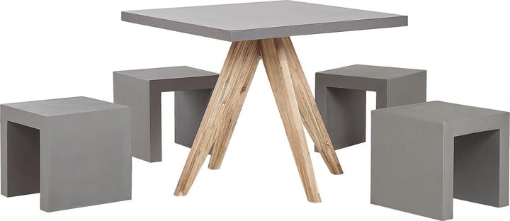 Produktbild Beliani Gartenmöbel Set Faserzement grau 4-Sitzer Tisch quadratisch OLBIA/TARANTO (90 cm)