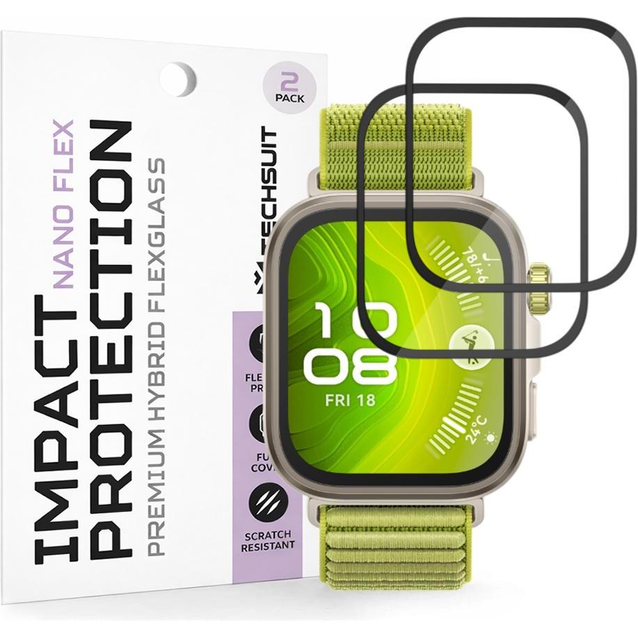 Techsuit - Nano Flex (2 pack) - Huawei Watch Fit 4 Pro - Black, Accessori per smartwatch, Nero